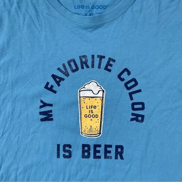 Life is Good Men's Blue My Favorite Color is Beer Long Sleeve Crusher Tee XXL - Picture 4 of 9